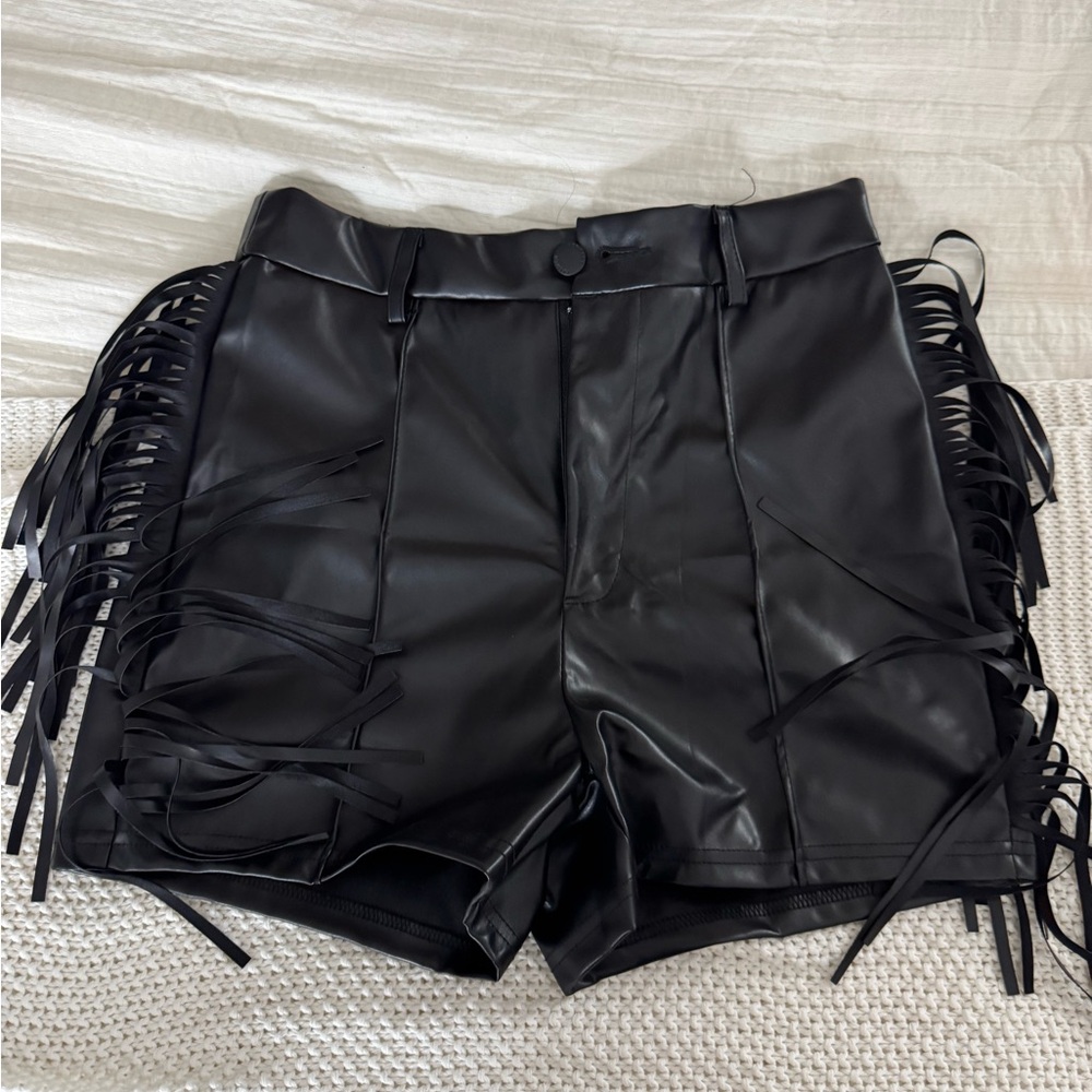 SHEIN Black High Waist Fringe Shorts